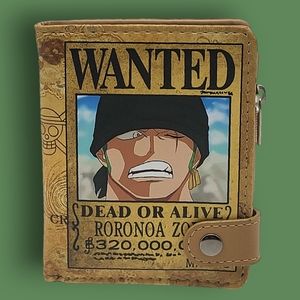 One Piece Anime Straw Hat Pirates Roronoa Zoro "Wanted" Bifold Wallet Unisex
